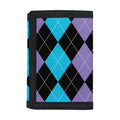 Purple Black And Blue Argyle Print Trifold Wallet