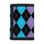 Purple Black And Blue Argyle Print Trifold Wallet