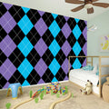 Purple Black And Blue Argyle Print Wall Sticker