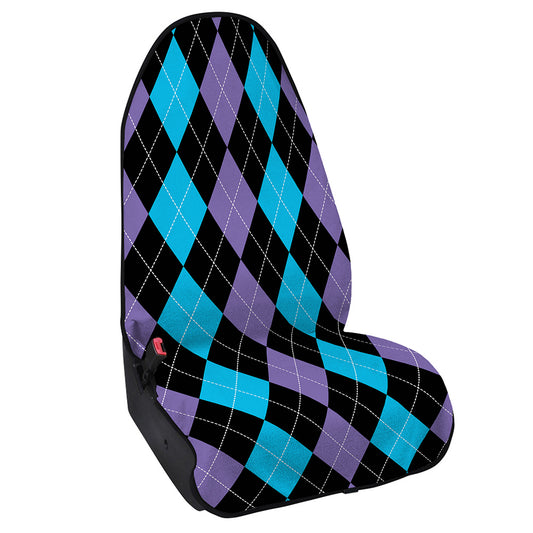 Purple Black And Blue Argyle Print Waterproof Car Seat Cover