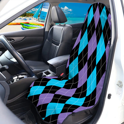 Purple Black And Blue Argyle Print Waterproof Car Seat Cover