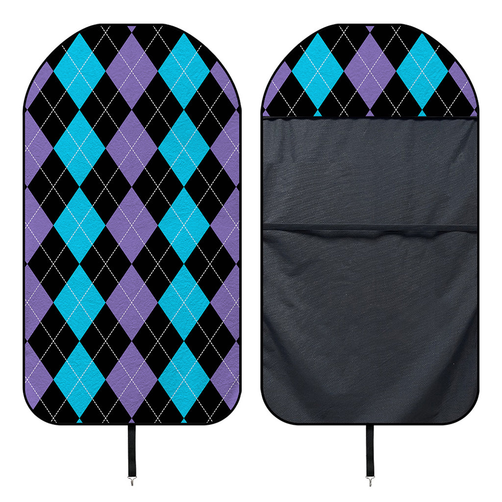 Purple Black And Blue Argyle Print Waterproof Car Seat Cover