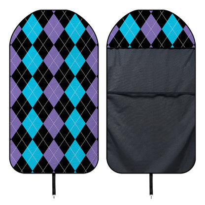 Purple Black And Blue Argyle Print Waterproof Car Seat Cover