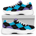 Purple Black And Blue Argyle Print White Chunky Shoes