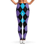 Purple Black And Blue Argyle Print Women's Leggings