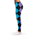 Purple Black And Blue Argyle Print Women's Leggings