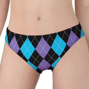 Purple Black And Blue Argyle Print Women's Panties