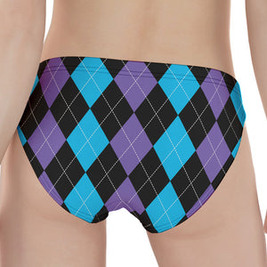 Purple Black And Blue Argyle Print Women's Panties