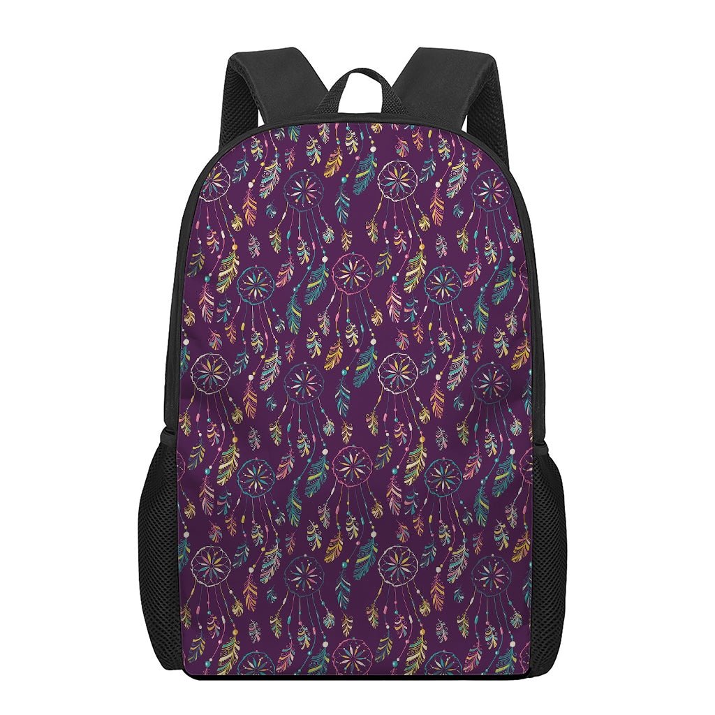Purple Bohemian Dream Catcher Print 17 Inch Backpack