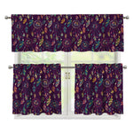 Purple Bohemian Dream Catcher Print 3 Piece Kitchen Curtains