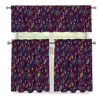 Purple Bohemian Dream Catcher Print 3 Piece Kitchen Curtains