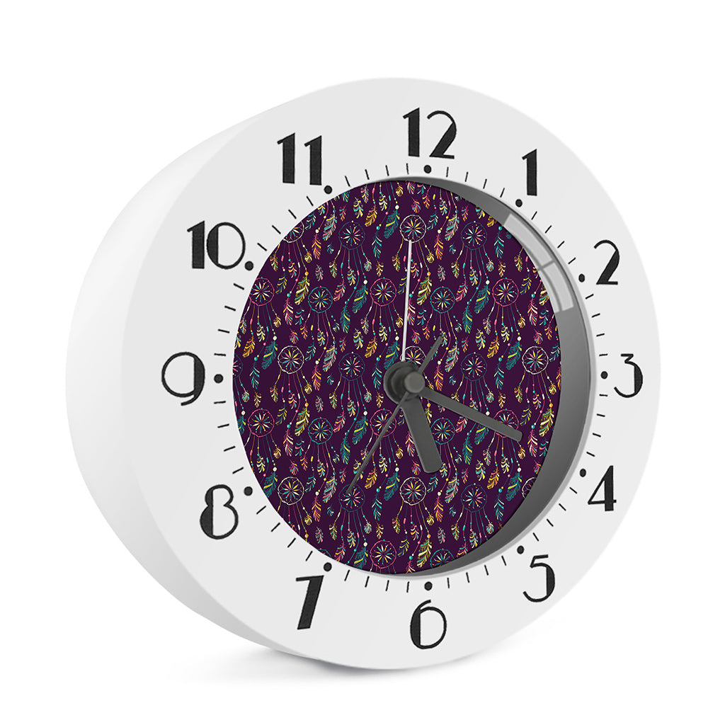 Purple Bohemian Dream Catcher Print Alarm Clock