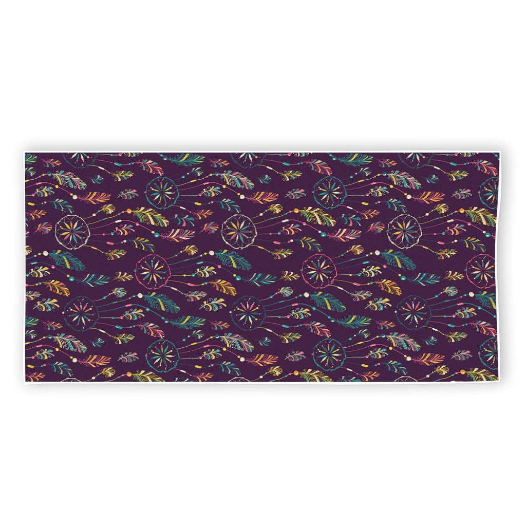 Purple Bohemian Dream Catcher Print Beach Towel