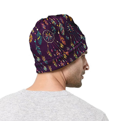 Purple Bohemian Dream Catcher Print Beanie