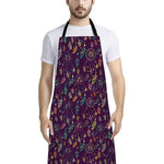 Purple Bohemian Dream Catcher Print Bib Apron With Pocket
