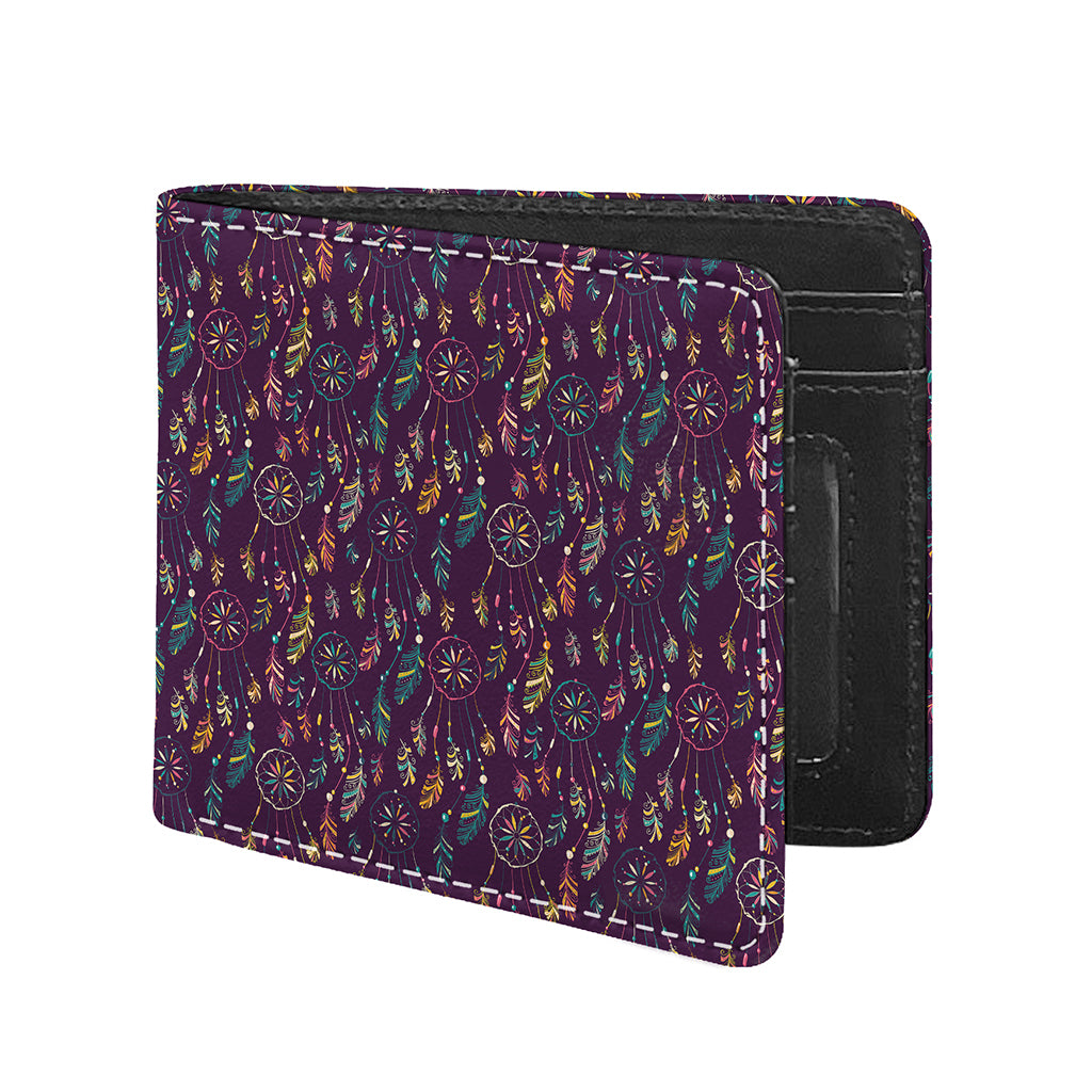 Purple Bohemian Dream Catcher Print Bifold Wallet