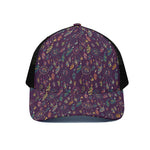 Purple Bohemian Dream Catcher Print Black Mesh Trucker Cap