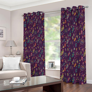 Purple Bohemian Dream Catcher Print Blackout Grommet Curtains