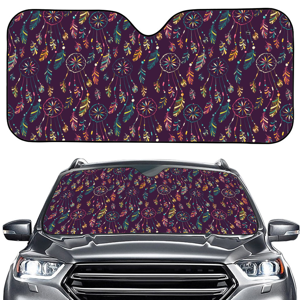 Purple Bohemian Dream Catcher Print Car Windshield Sun Shade