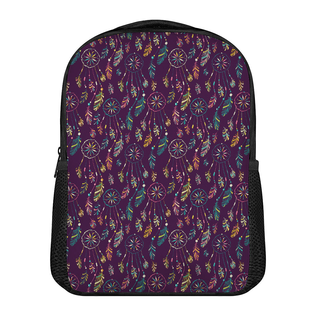 Purple Bohemian Dream Catcher Print Casual Backpack