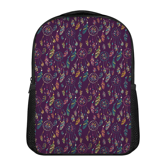 Purple Bohemian Dream Catcher Print Casual Backpack
