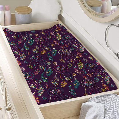 Purple Bohemian Dream Catcher Print Changing Pad Cover