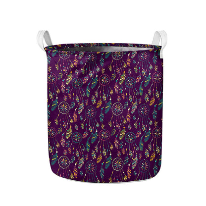 Purple Bohemian Dream Catcher Print Collapsible Laundry Basket