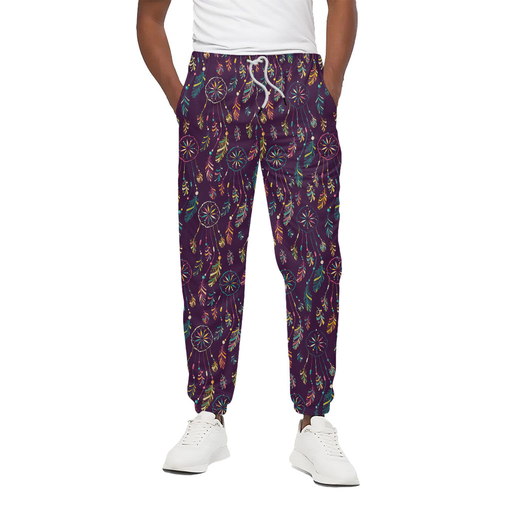 Purple Bohemian Dream Catcher Print Cotton Pants