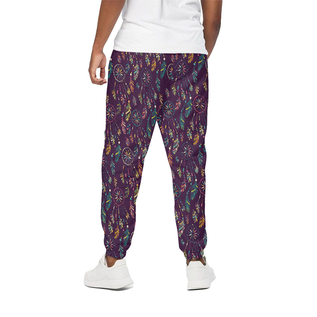 Purple Bohemian Dream Catcher Print Cotton Pants