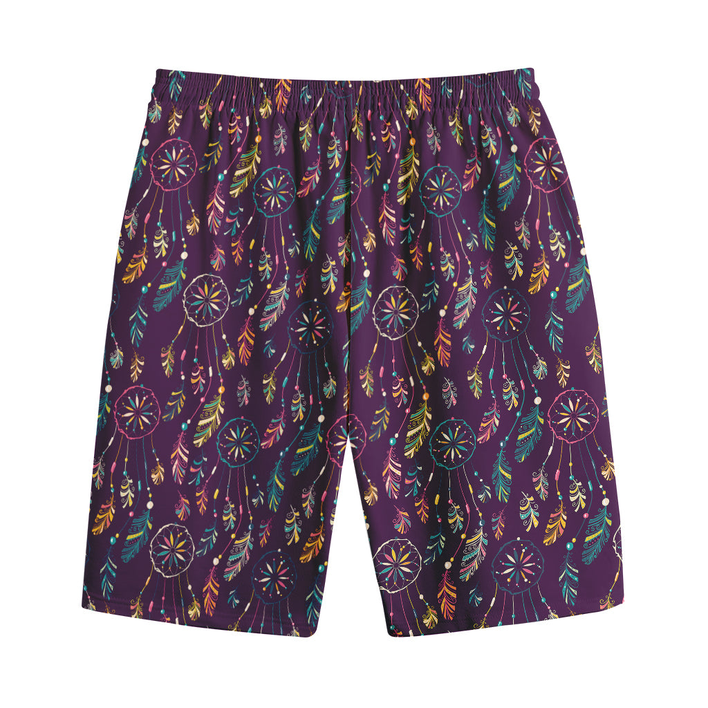 Purple Bohemian Dream Catcher Print Cotton Shorts