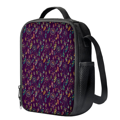 Purple Bohemian Dream Catcher Print Crossbody Lunch Bag