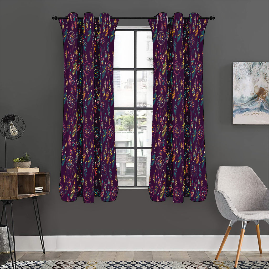 Purple Bohemian Dream Catcher Print Curtain