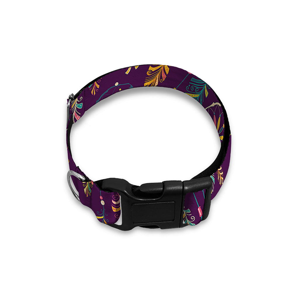 Purple Bohemian Dream Catcher Print Dog Collar