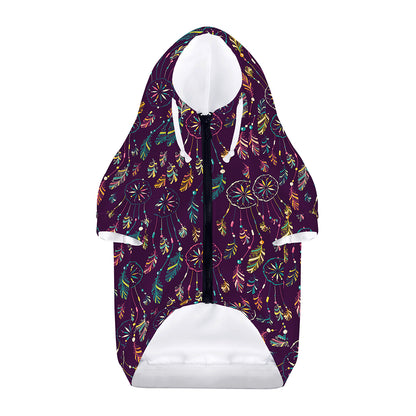 Purple Bohemian Dream Catcher Print Dog Zip Up Hoodie