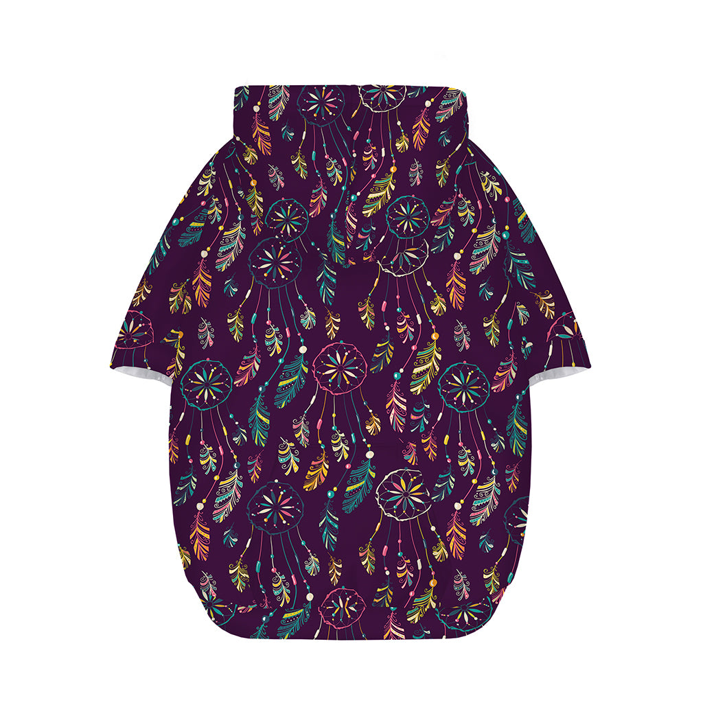 Purple Bohemian Dream Catcher Print Dog Zip Up Hoodie