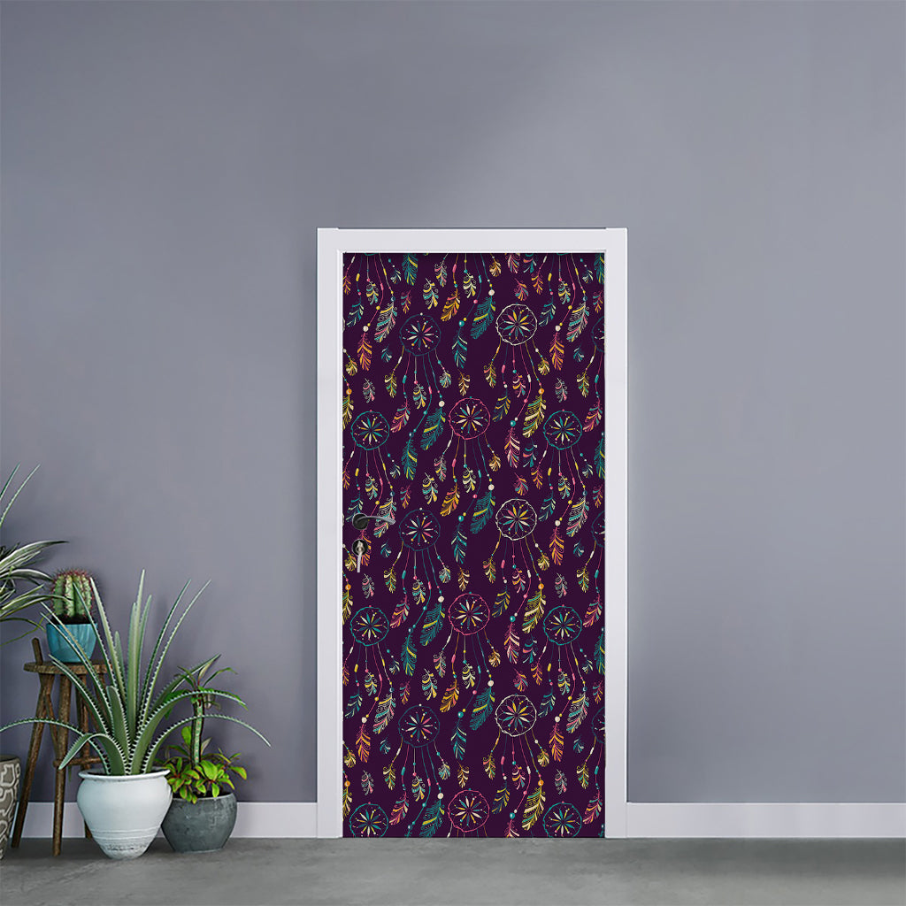 Purple Bohemian Dream Catcher Print Door Sticker