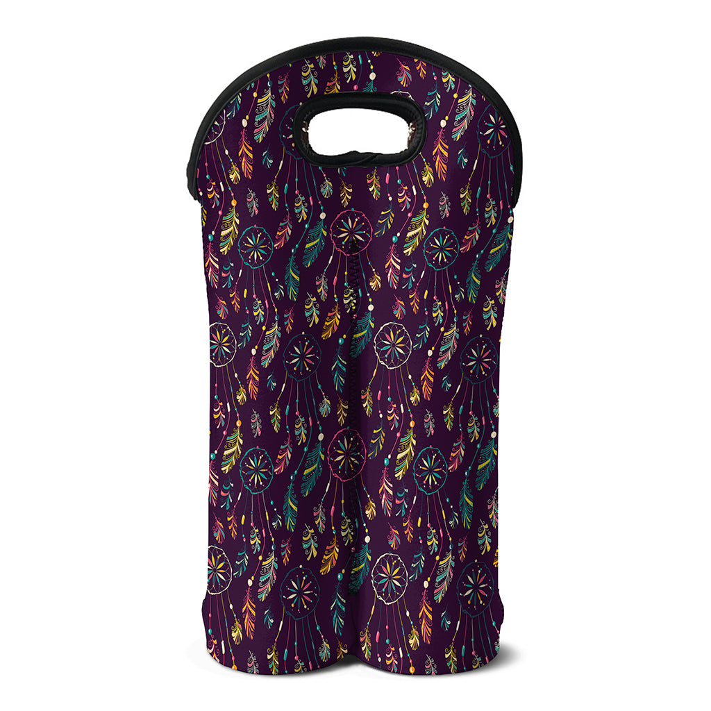Purple Bohemian Dream Catcher Print Double Neoprene Wine Tote