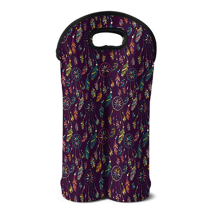 Purple Bohemian Dream Catcher Print Double Neoprene Wine Tote