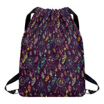 Purple Bohemian Dream Catcher Print Drawstring Backpack