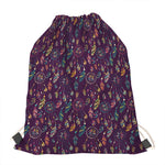 Purple Bohemian Dream Catcher Print Drawstring Bag