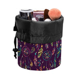Purple Bohemian Dream Catcher Print Drawstring Makeup Bag