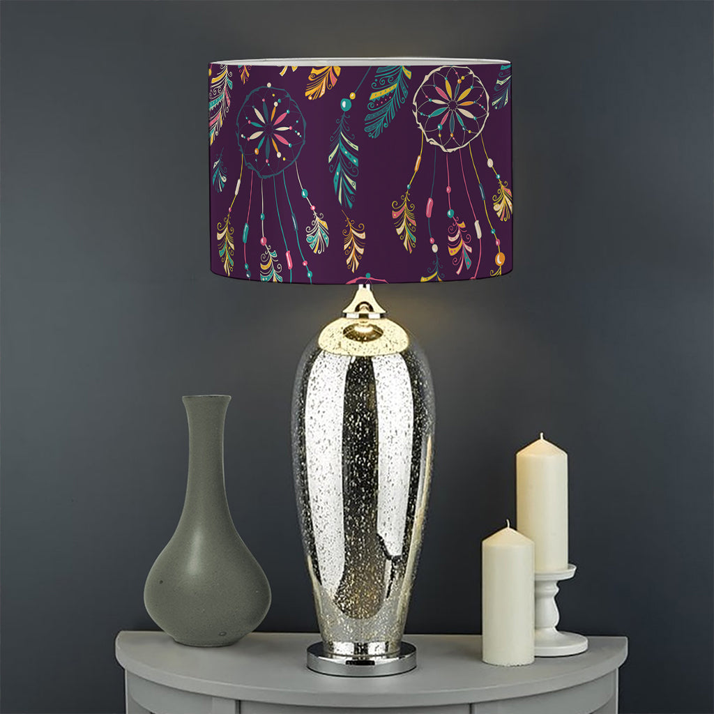 Purple Bohemian Dream Catcher Print Drum Lamp Shade