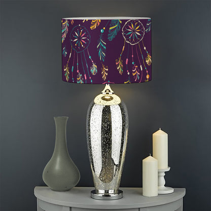 Purple Bohemian Dream Catcher Print Drum Lamp Shade