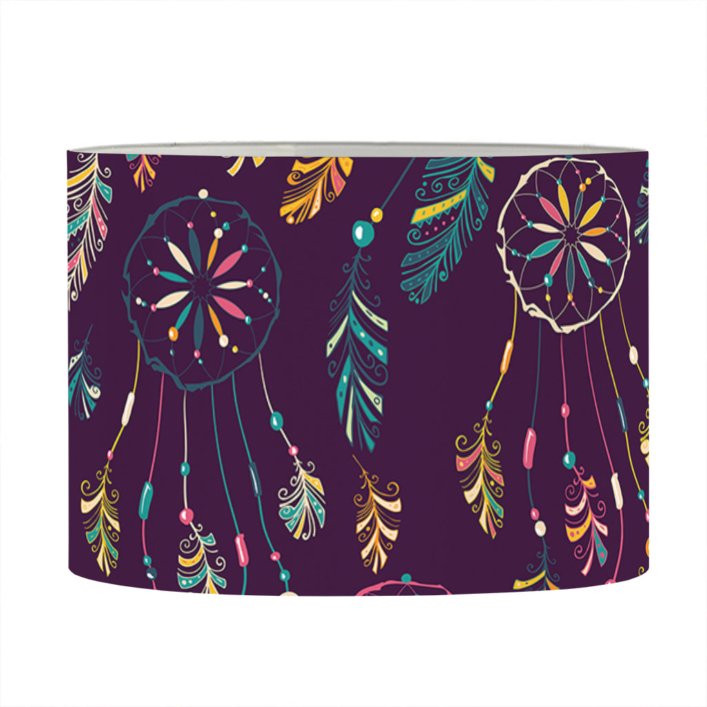 Purple Bohemian Dream Catcher Print Drum Lamp Shade
