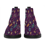Purple Bohemian Dream Catcher Print Flat Ankle Boots
