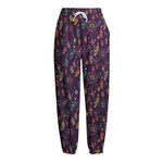 Purple Bohemian Dream Catcher Print Fleece Lined Knit Pants