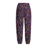 Purple Bohemian Dream Catcher Print Fleece Lined Knit Pants