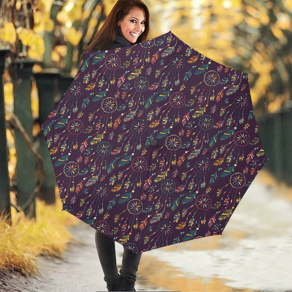 Purple Bohemian Dream Catcher Print Foldable Umbrella