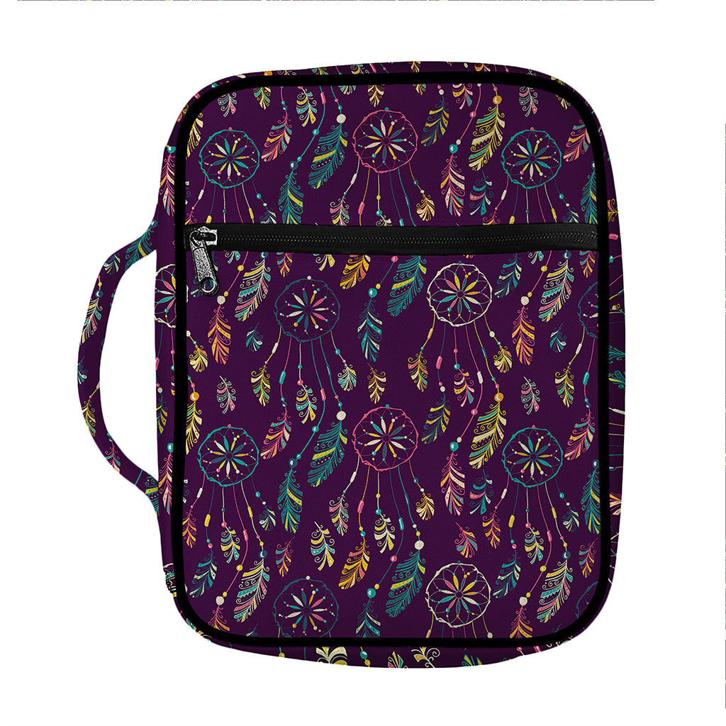Purple Bohemian Dream Catcher Print Front Pocket Bible Bag