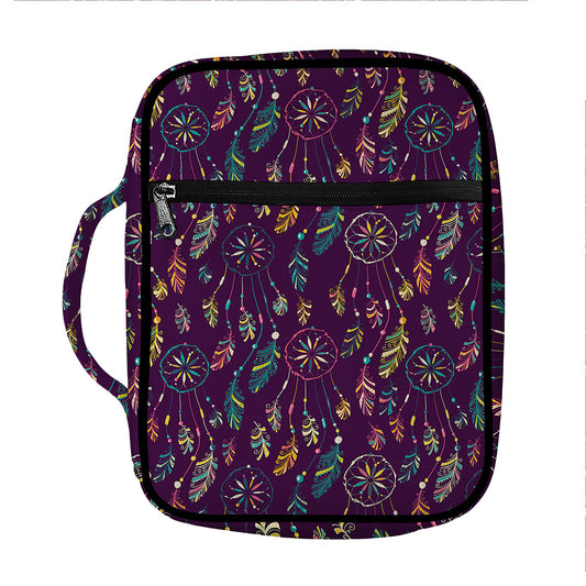 Purple Bohemian Dream Catcher Print Front Pocket Bible Bag